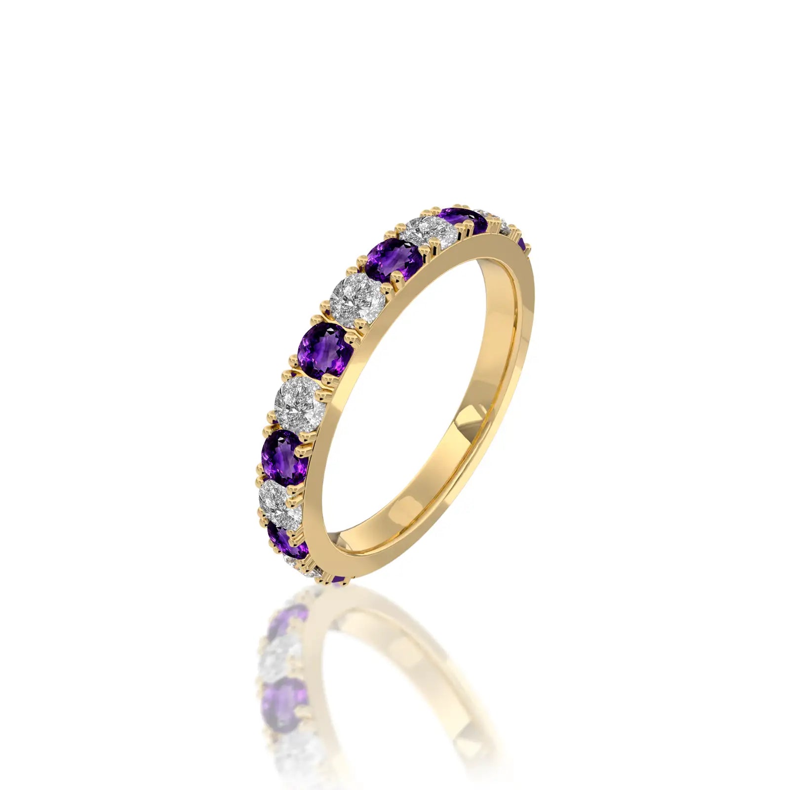 Elegant february birthstone half eternity amethyst ring