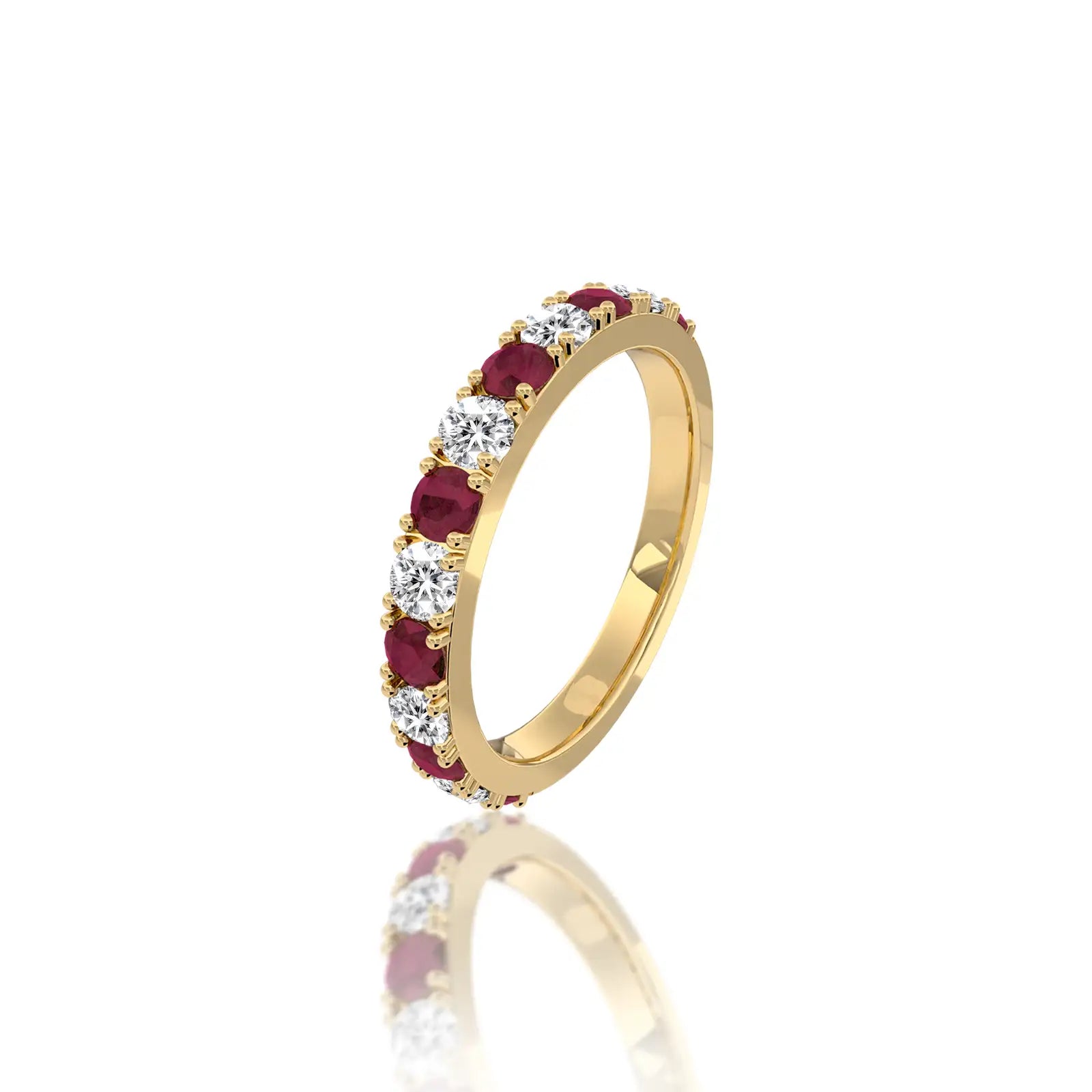 January Birthstone Garnet Rhythm Ring With Diamonds a gift for your loved ones