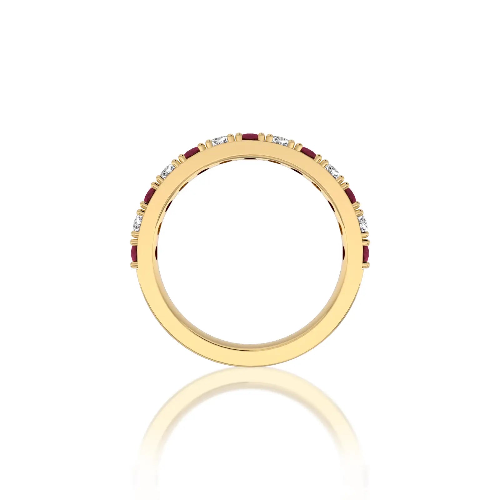 Unique january birthstone garnet rhythm ring with diamonds 