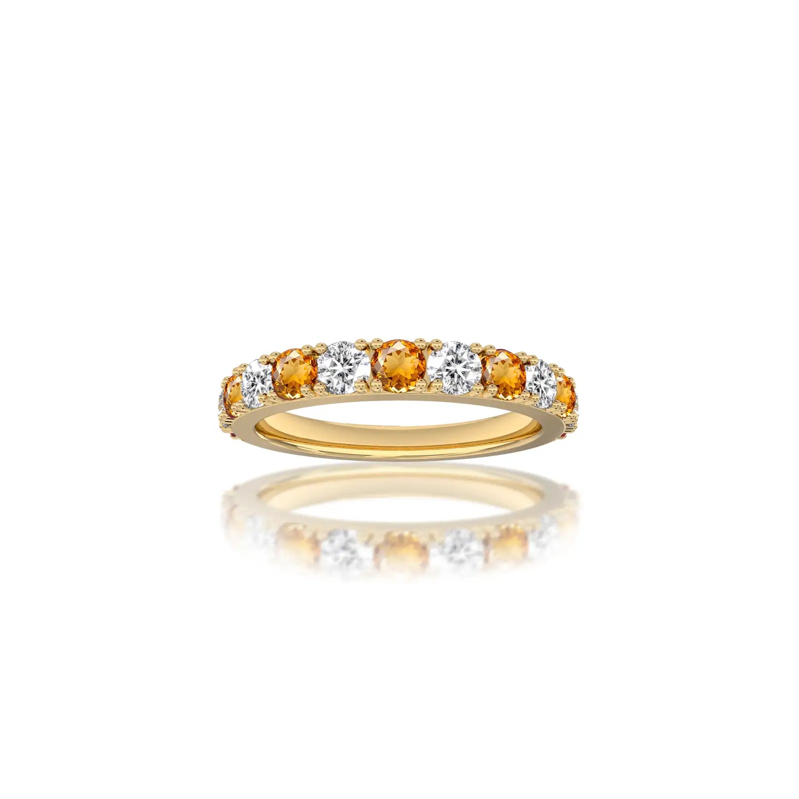 November birthstone citrine rhythm ring with diamonds for office wear
