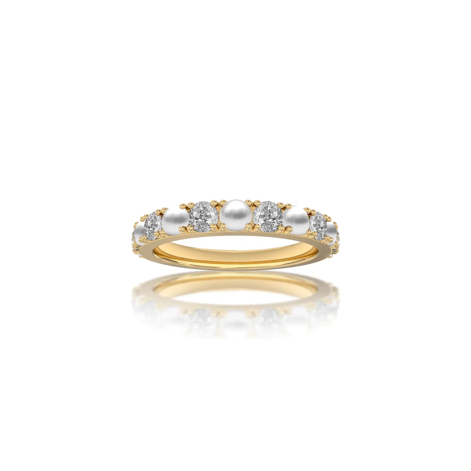 Pearl Rhythm Ring With Diamonds
