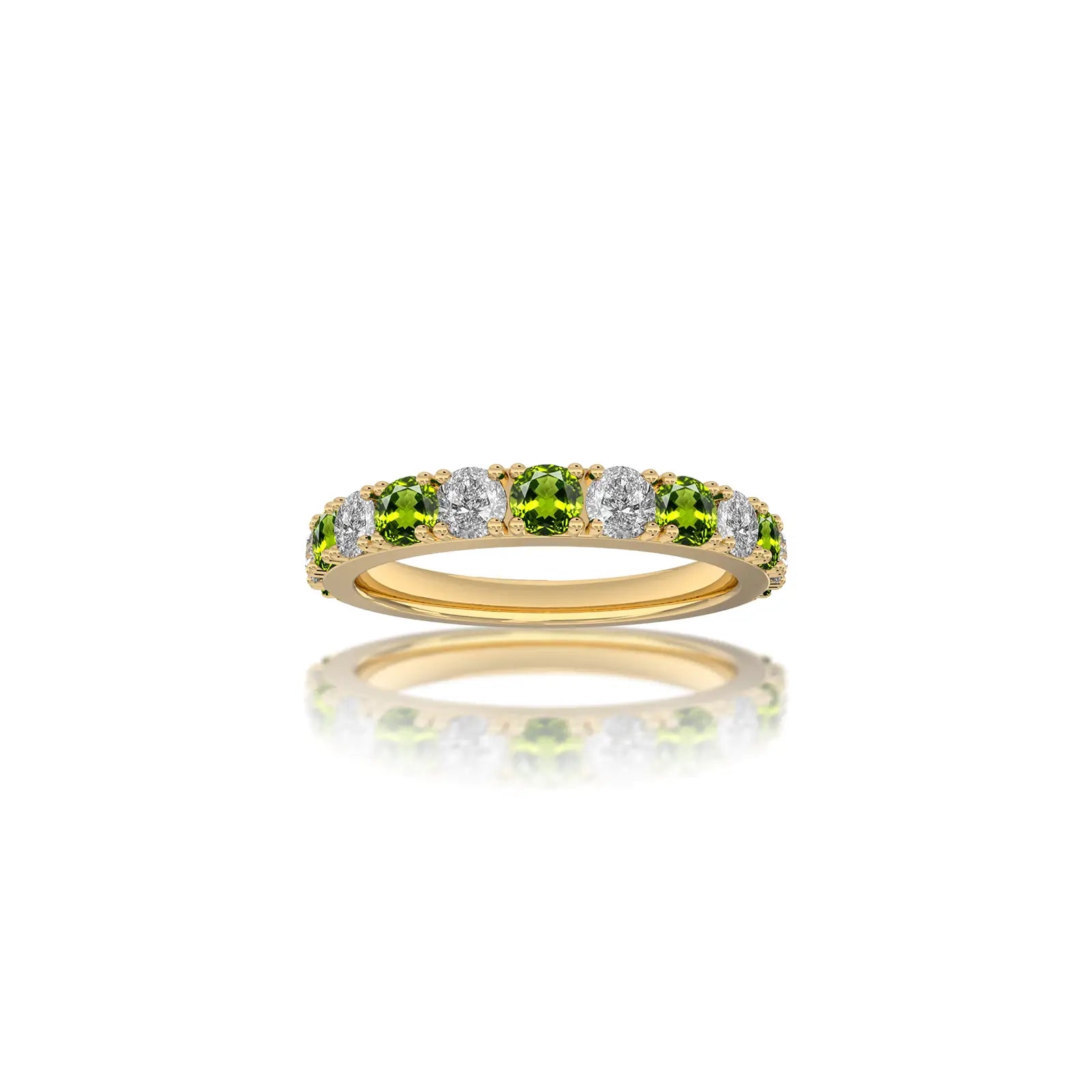 August Birthstone Peridot Rhythm Ring With Diamonds