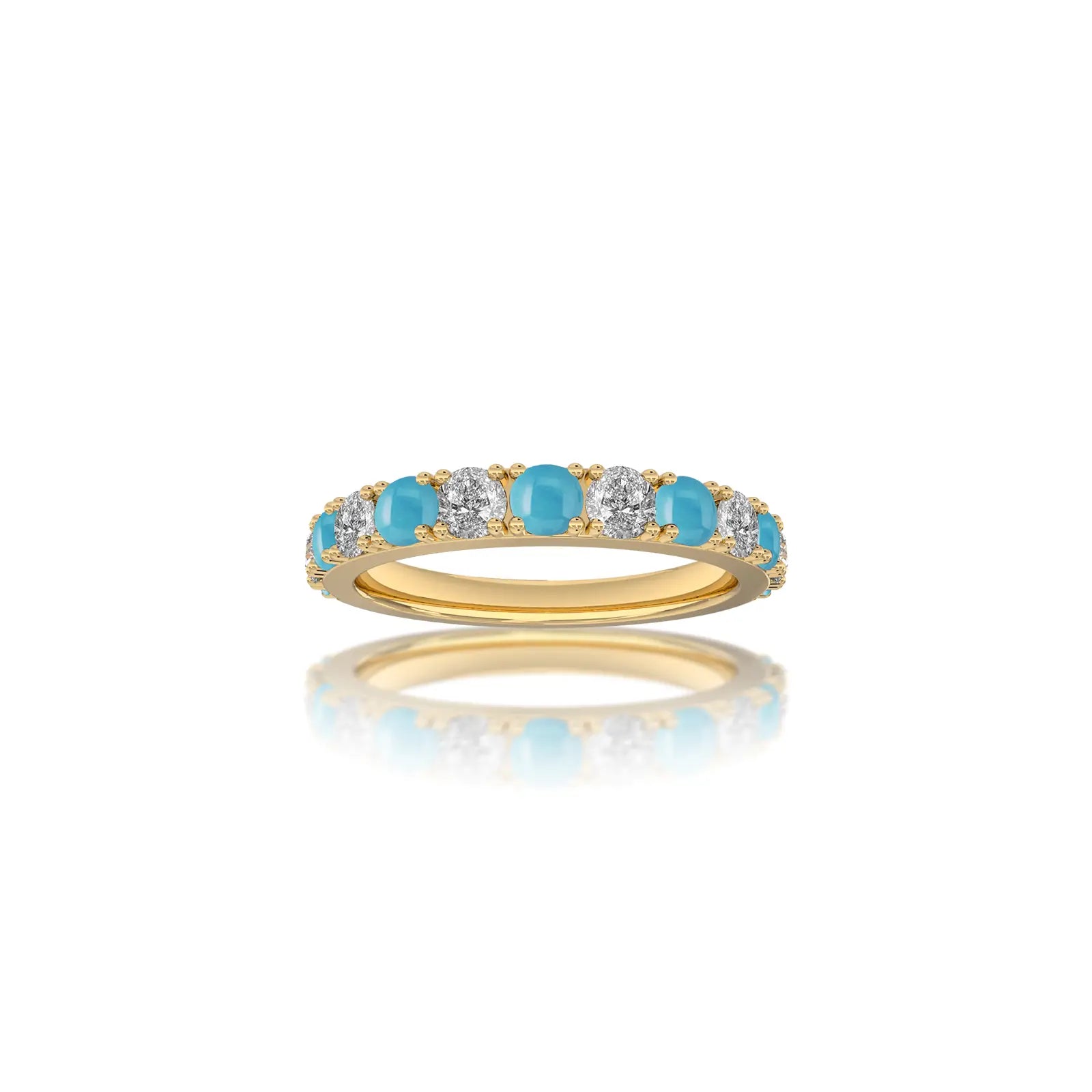 December birthstone turquoise rhythm ring with diamonds