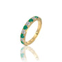 Yellow gold may birthstone green agate rhythm ring with diamonds