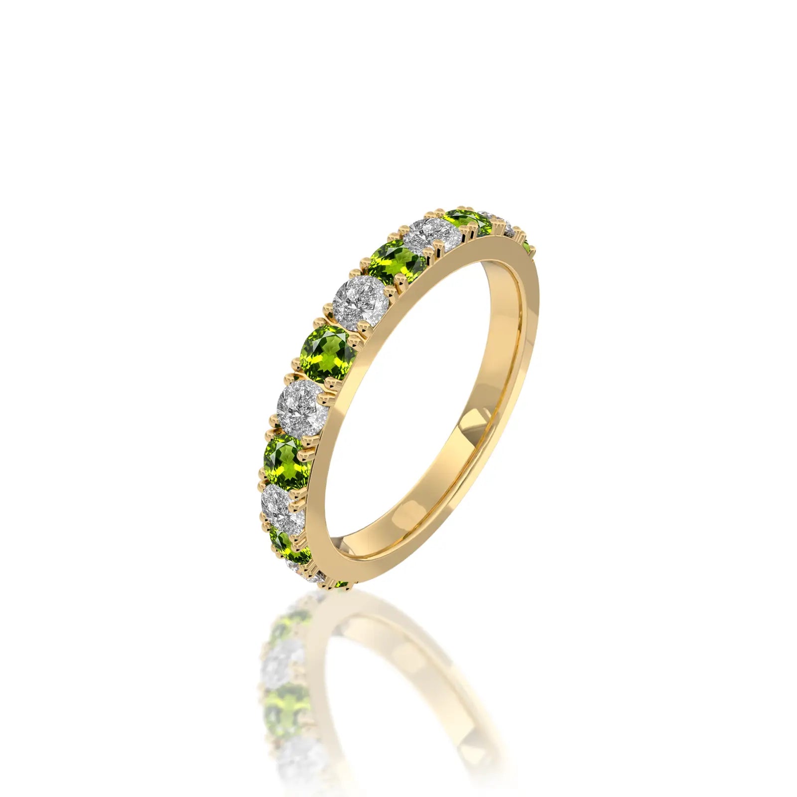 Peridot Rhythm Ring With Diamonds for gifting