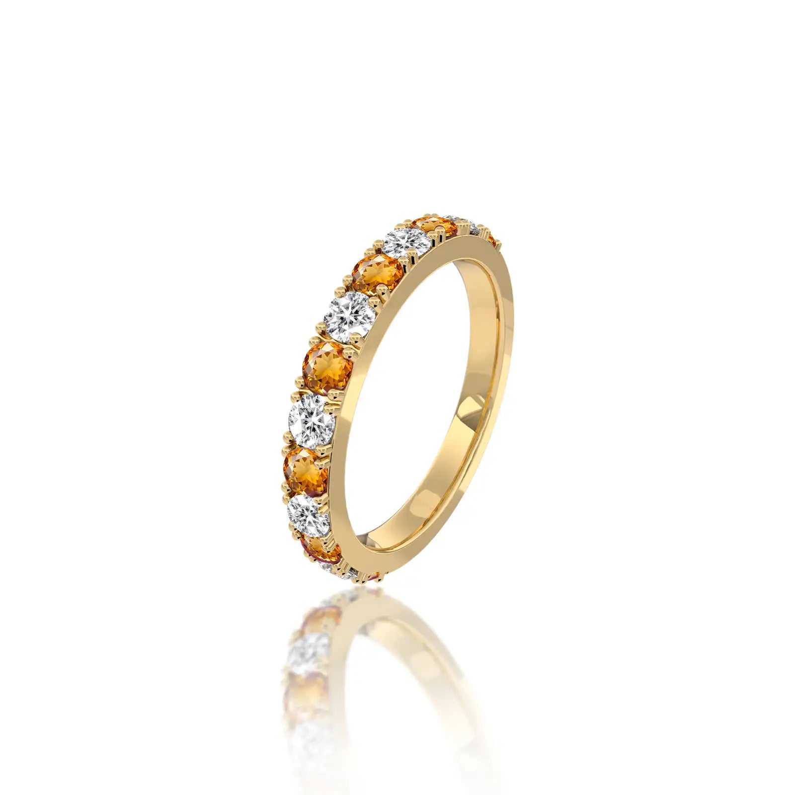 November birthstone citrine rhythm ring with diamonds for pretty girls