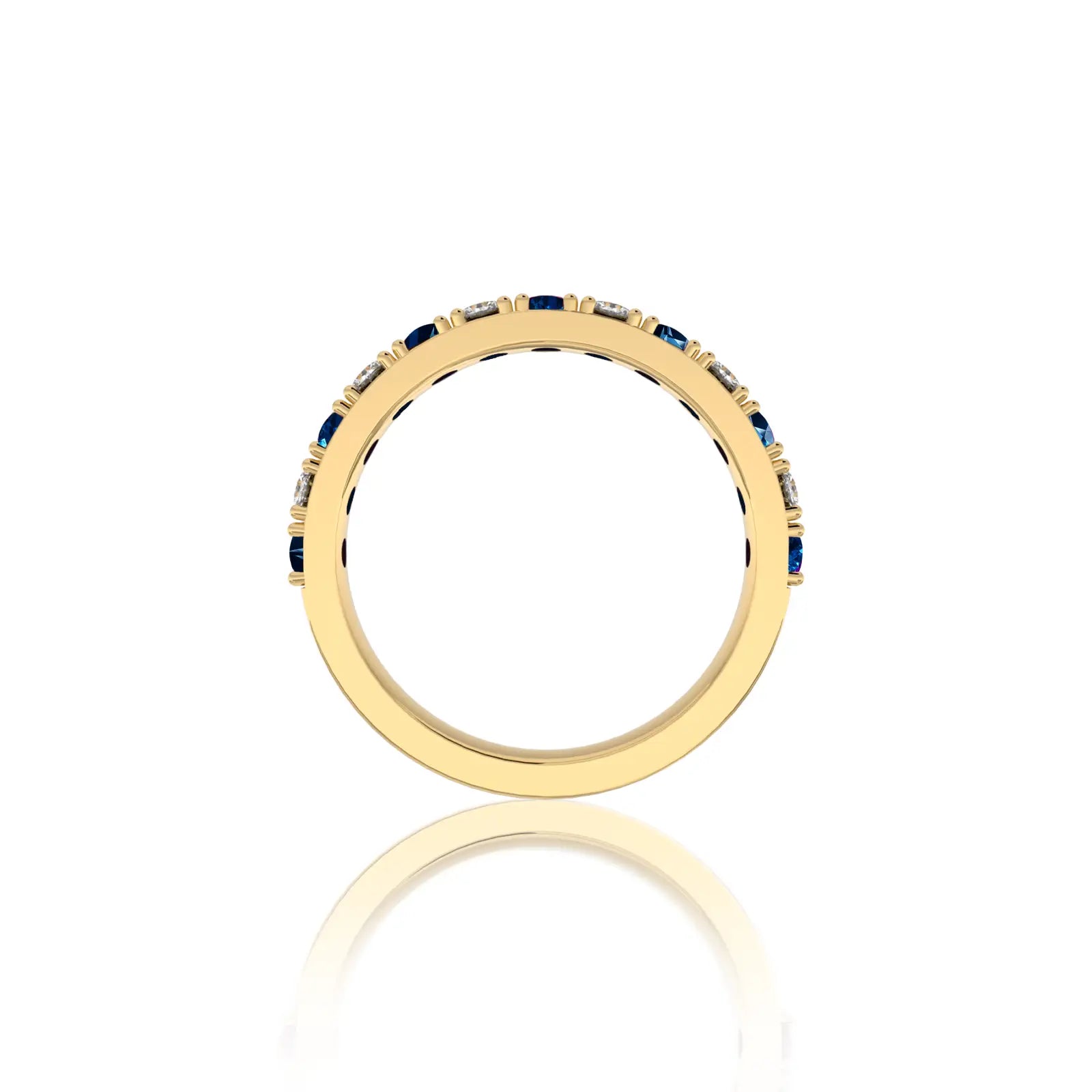 London blue topaz rhythm ring with diamonds september birthstone