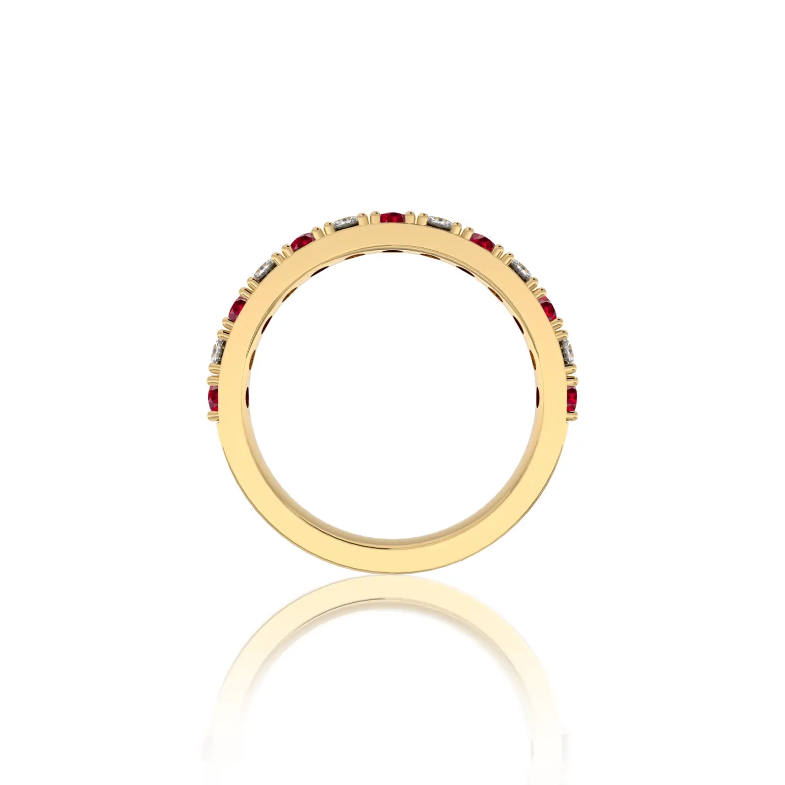 Opaque Ruby Rhythm Ring With Diamonds for daily wear
