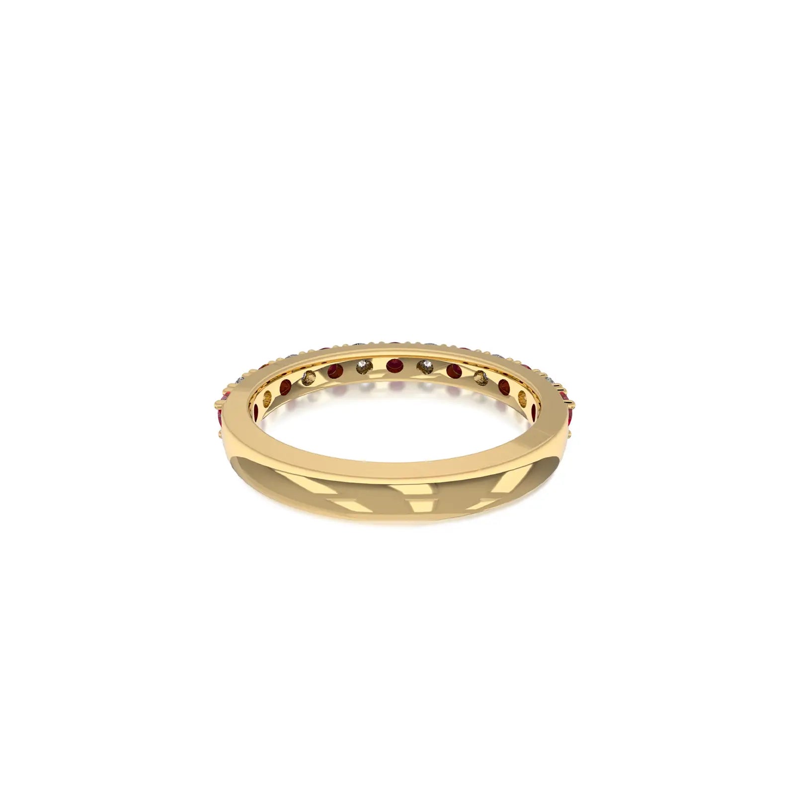 Opaque Ruby Rhythm Ring With Diamonds 