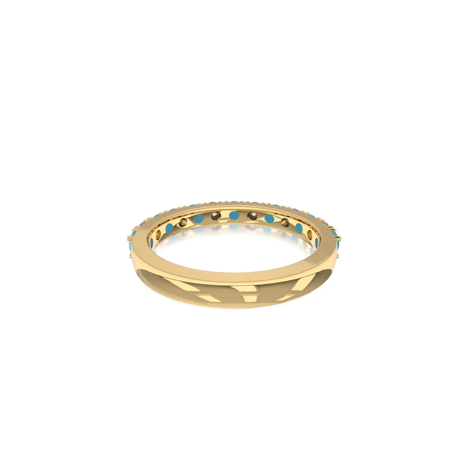 Yellow gold unique december birthstone turquoise rhythm ring with diamonds