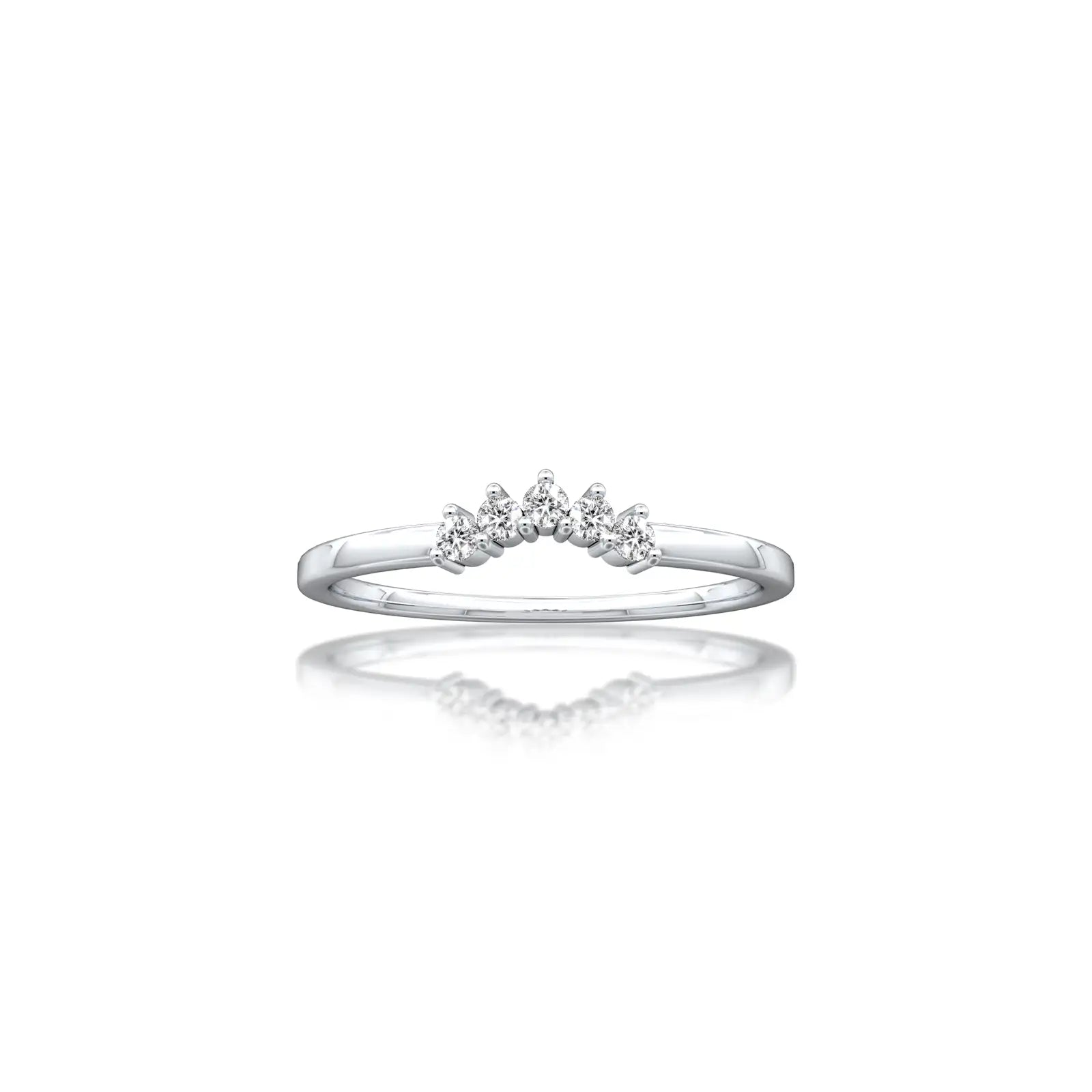 A dainty tiara chevron ring in lustrous white gold, perfect for everyday elegance.