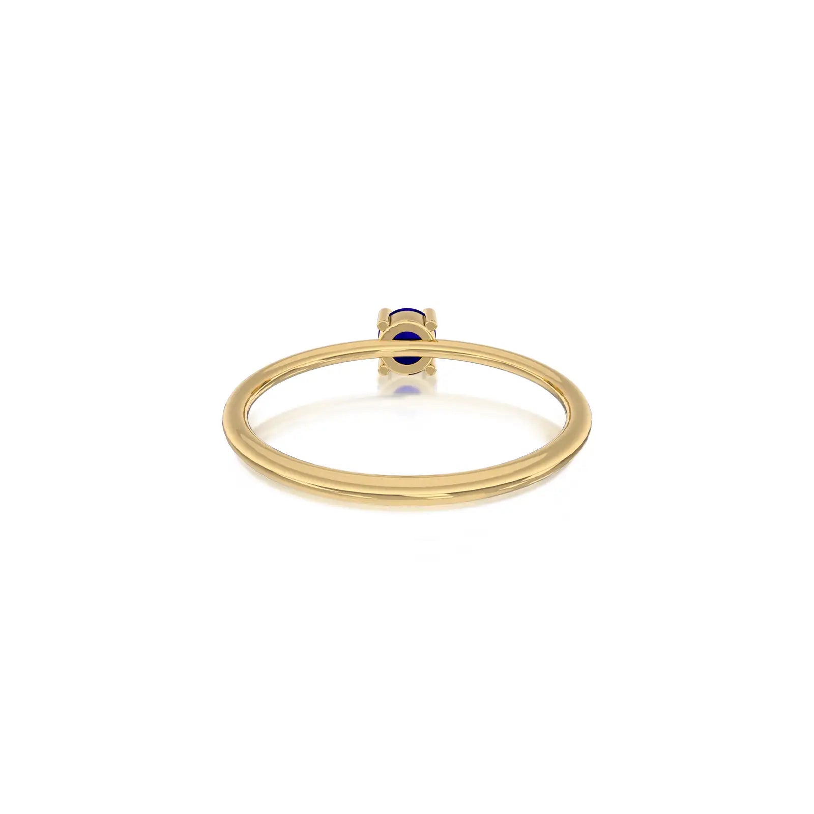 Back view of the Lan 蓝 sapphire ring, showing its polished, dazzling finish in detail.