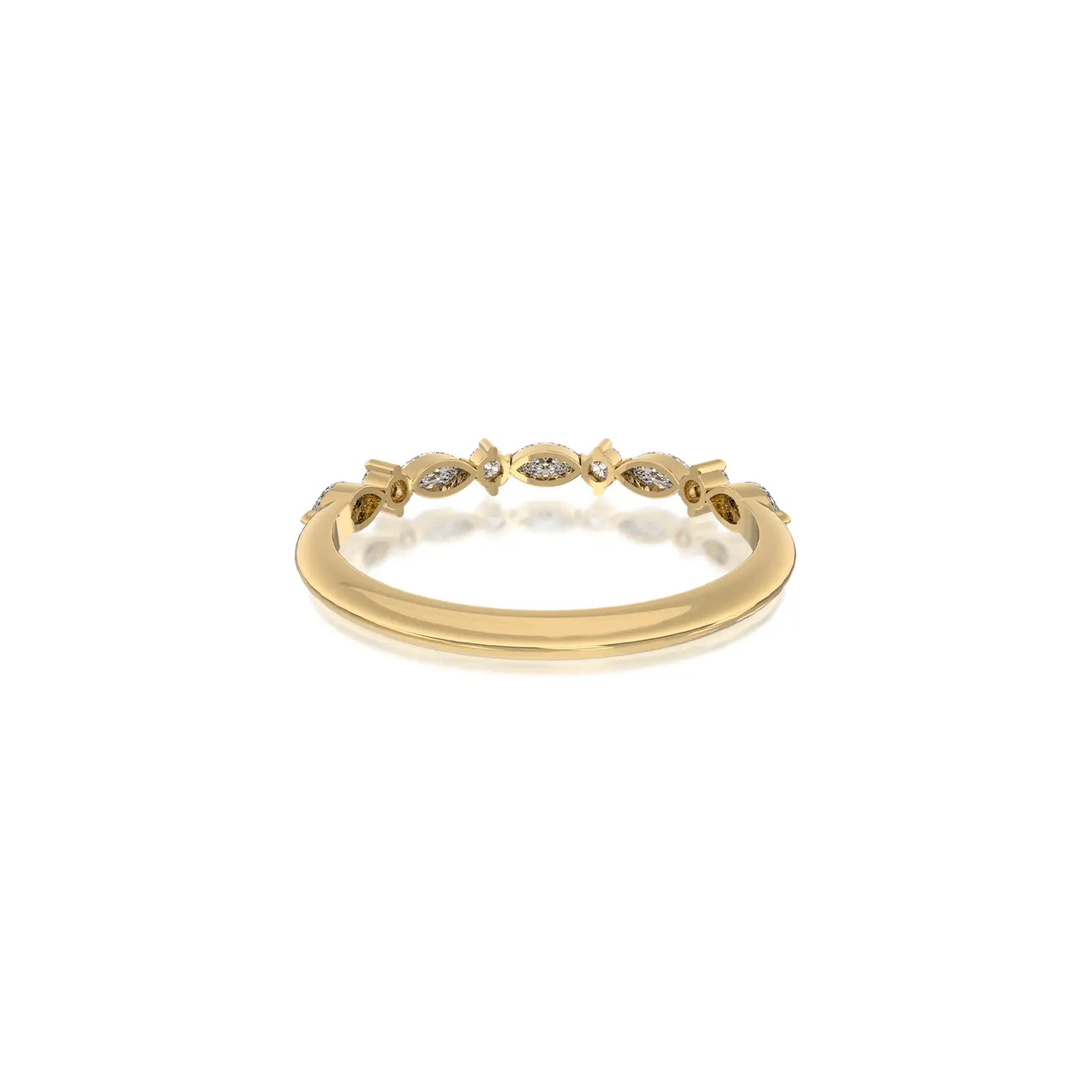 Back view of the Chun 春 marquise ring, showing its polished, dazzling finish in detail.