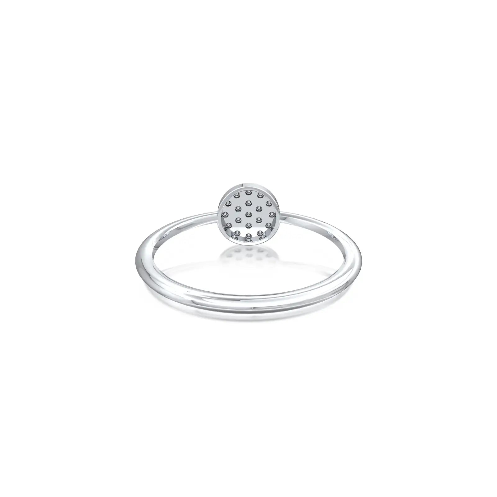 Back view of the Ming 明 disc ring, showing its polished, dazzling finish in detail.