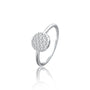 Slanting view highlighting the sleek, dazzling curve of the Ming 明 disc diamond ring.