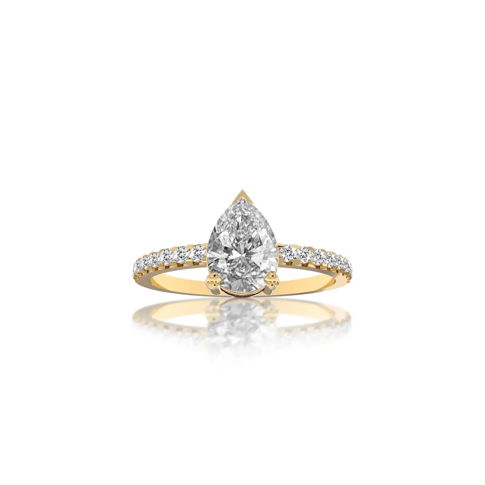 The elegant pear-shaped setting of the Xi 禧 ring makes it a charming choice for daily wear.