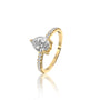 Slanting view highlighting the graceful, dazzling curve of the Xi 禧 pear diamond ring.