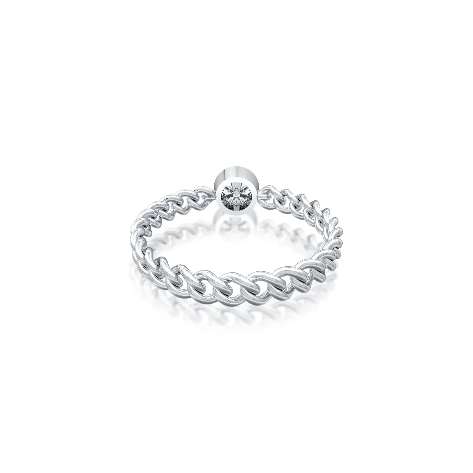 The interlocking chain-link setting of the Rong 荣 ring makes it a charming choice for daily wear.