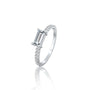 Straight view of the Jing 镜 baguette ring, showcasing its dazzling, geometric diamond design.