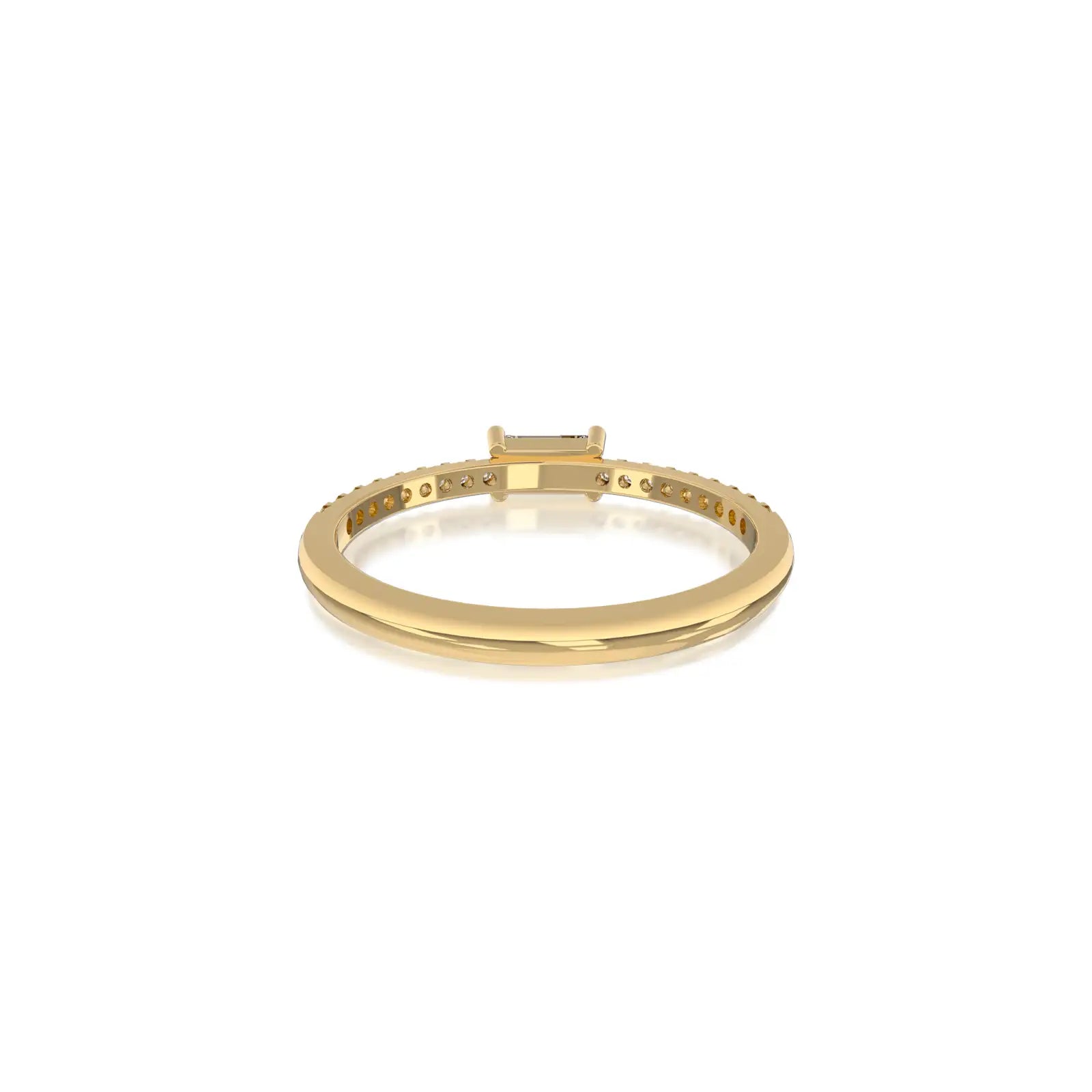 Back view of the Jing 镜 baguette ring, showing its polished, dazzling finish in detail.