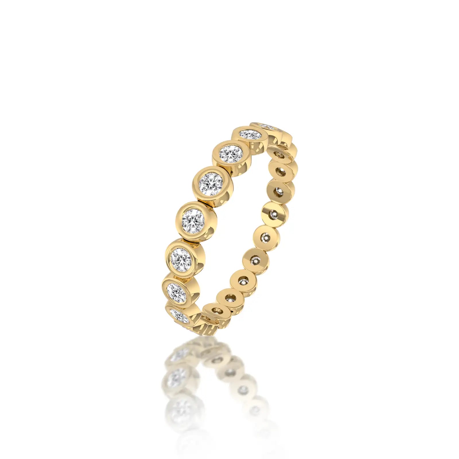 Bezel Eternity Diamond Ring adds a touch of sparkle to minimalist or statement styling alike.