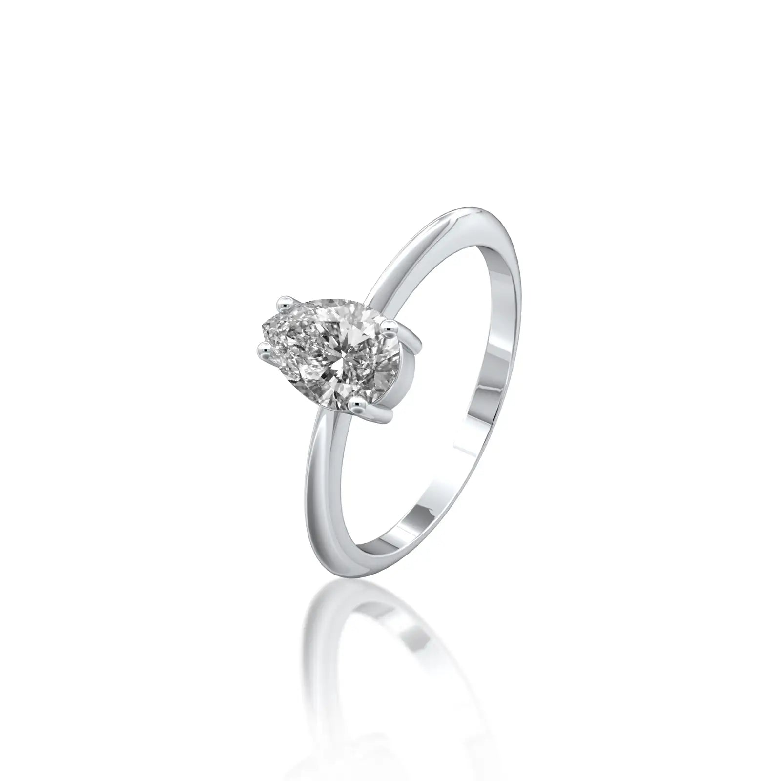 Lian 涟 Pear Solitaire Diamond Ring  an irresistible choice for elegant everyday wear.