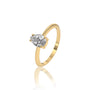 Slanting view highlighting the graceful, dazzling curve of the Lian 涟 pear diamond ring.
