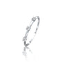 Slanting view highlighting the graceful, dazzling arrangement of the Celeste trio diamond ring.