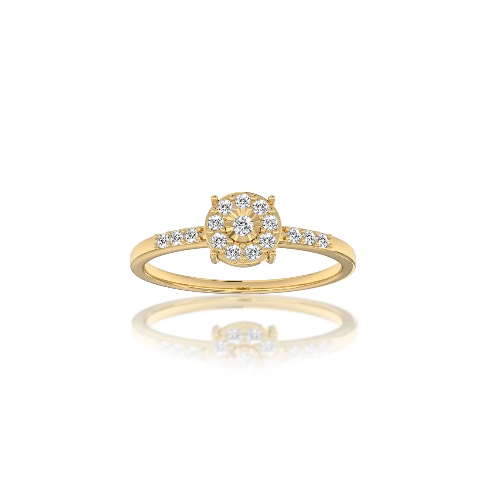 Xi 禧 Halo Cluster Diamond Ring: straight-on view capturing its stylish, princess-worthy shine.