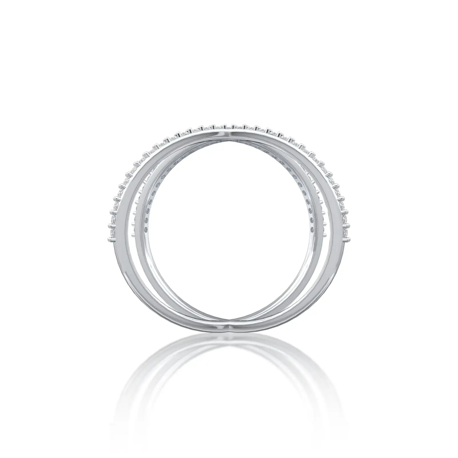 Yuan 缘 Intersecting Diamond Criss-Cross Ring by Fortune Jewelry, fit for a modern-day queen, timeless and elegant.