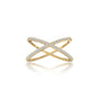 Yuan 缘 Intersecting Diamond Criss-Cross Ring: straight-on view capturing its stylish, princess-worthy shine.