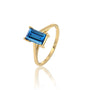 Lan 蓝 Baguette Sapphire Solitaire Ring by Fortune Jewelry pairs classic sophistication with vibrant blue brilliance.