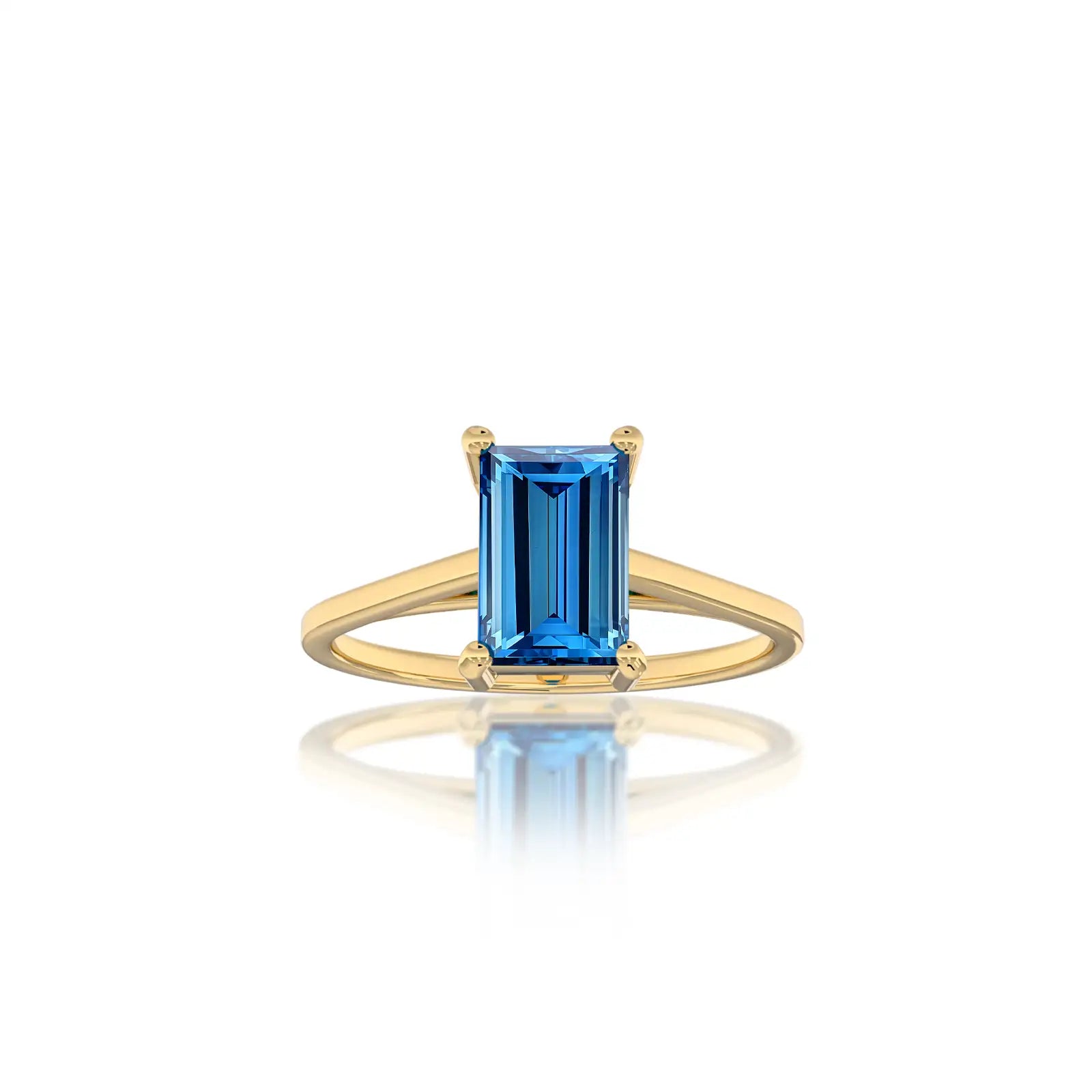 Lan 蓝 Baguette Sapphire Solitaire Ring a glamorous statement piece for the confident, modern woman.