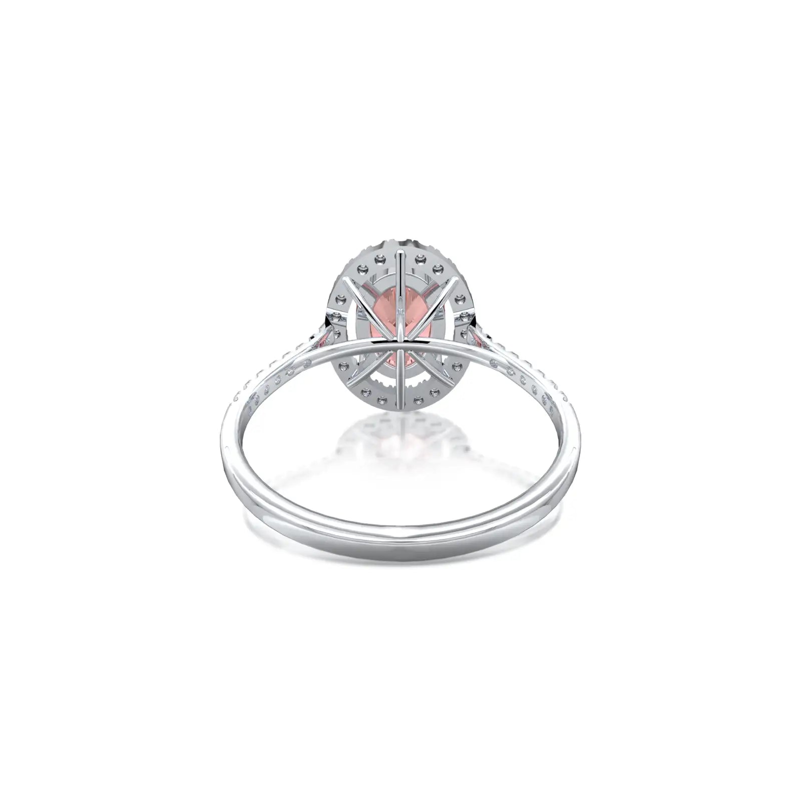 Mei 玫 Oval Morganite Halo Ring a dreamy choice for engagements and unforgettable proposals.