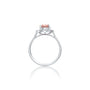 Mei 玫 Oval Morganite Halo Ring an exquisite, trend-setting choice for the woman who values timeless beauty