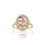 Mei 玫 Oval Morganite Halo Ring by Fortune Jewelry pairs soft, blush hues with dazzling diamond sparkle.