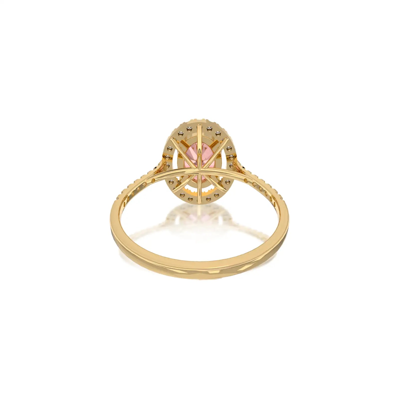 Mei 玫 Oval Morganite Halo Ring by Fortune Jewelry combines fabulous craftsmanship with a chic, timeless design.
