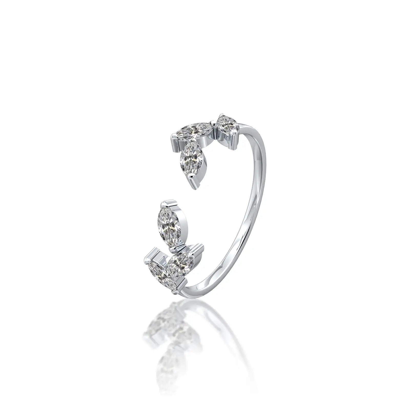 Ye 叶 Open Top Marquise Diamond Ring by Fortune Jewelry brings a fresh, artistic twist to classic elegance.
