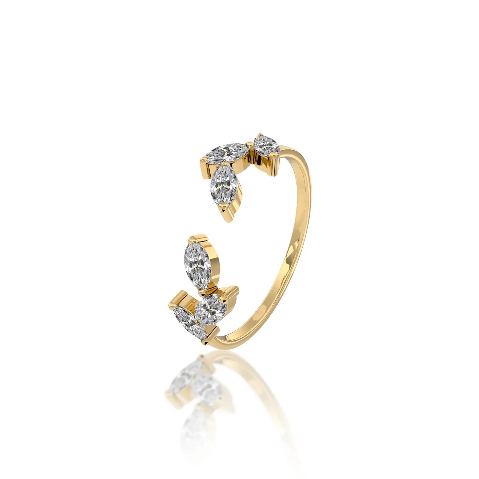 Ye 叶 Open Top Marquise Diamond Ring fit for royalty, bringing princess-inspired glamour, simply irresistible.