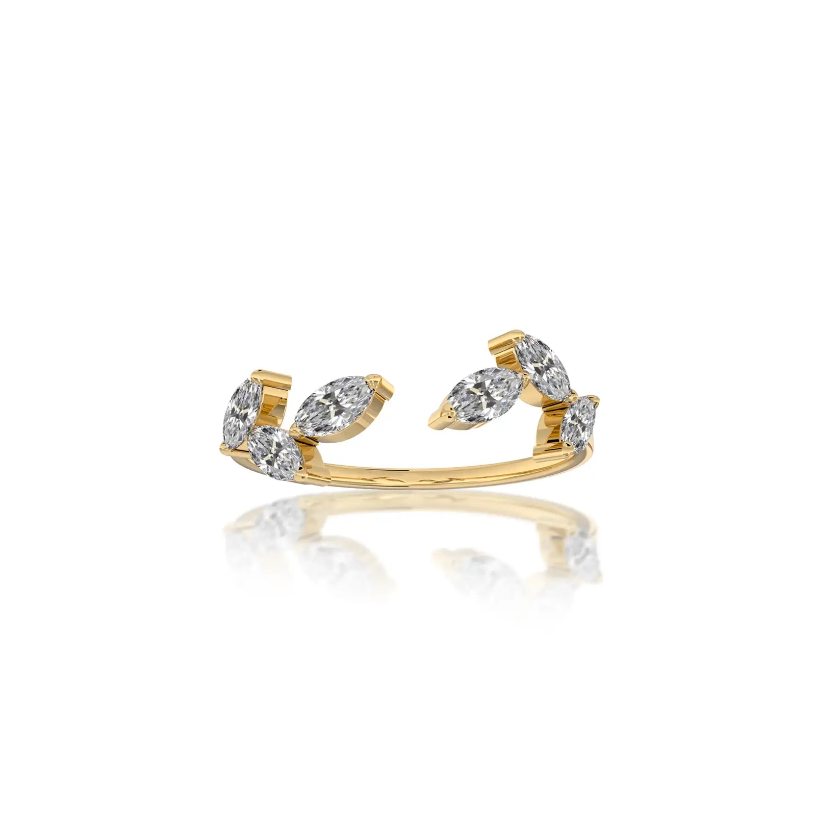 Ye 叶 Open Top Marquise Diamond Ring  a radiant symbol of individuality, crafted for lasting elegance.