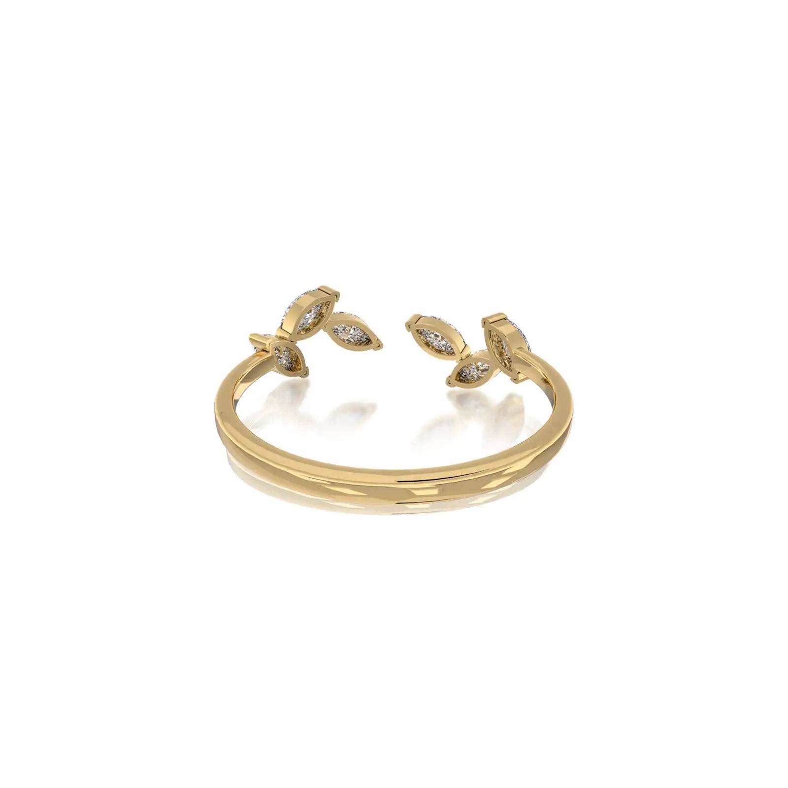 Ye 叶 Open Top Marquise Diamond Ring offers a stylish sparkle suited for daily office wear and special occasions.