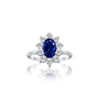 Jing 晶 Oval Blue Sapphire Halo Ring an irresistible choice for elegant everyday wear.