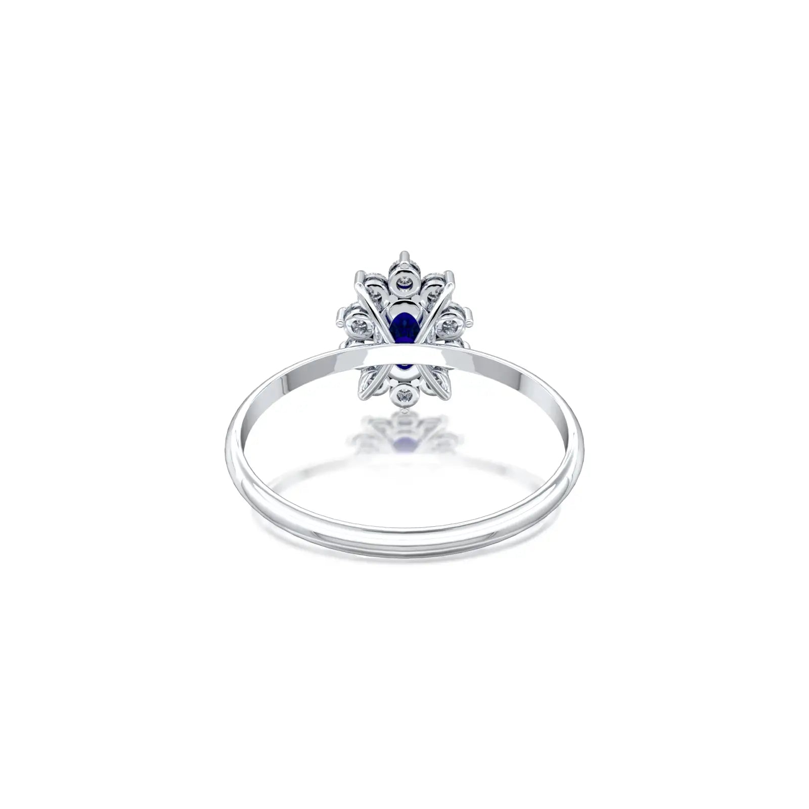 Jing 晶 Oval Blue Sapphire Halo Ring  a mesmerizing choice that catches every eye in the room.
