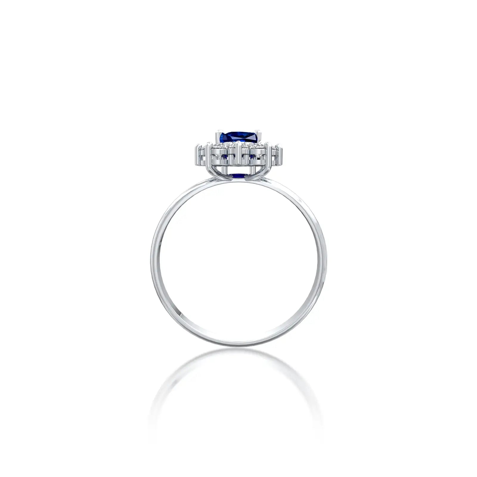 Jing 晶 Oval Blue Sapphire Halo Ring by Fortune Jewelry is a favorite among lovers of colored gemstone