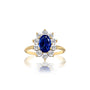 Jing 晶 Oval Blue Sapphire Halo Ring  radiates old-world glamour with a fresh, contemporary edge