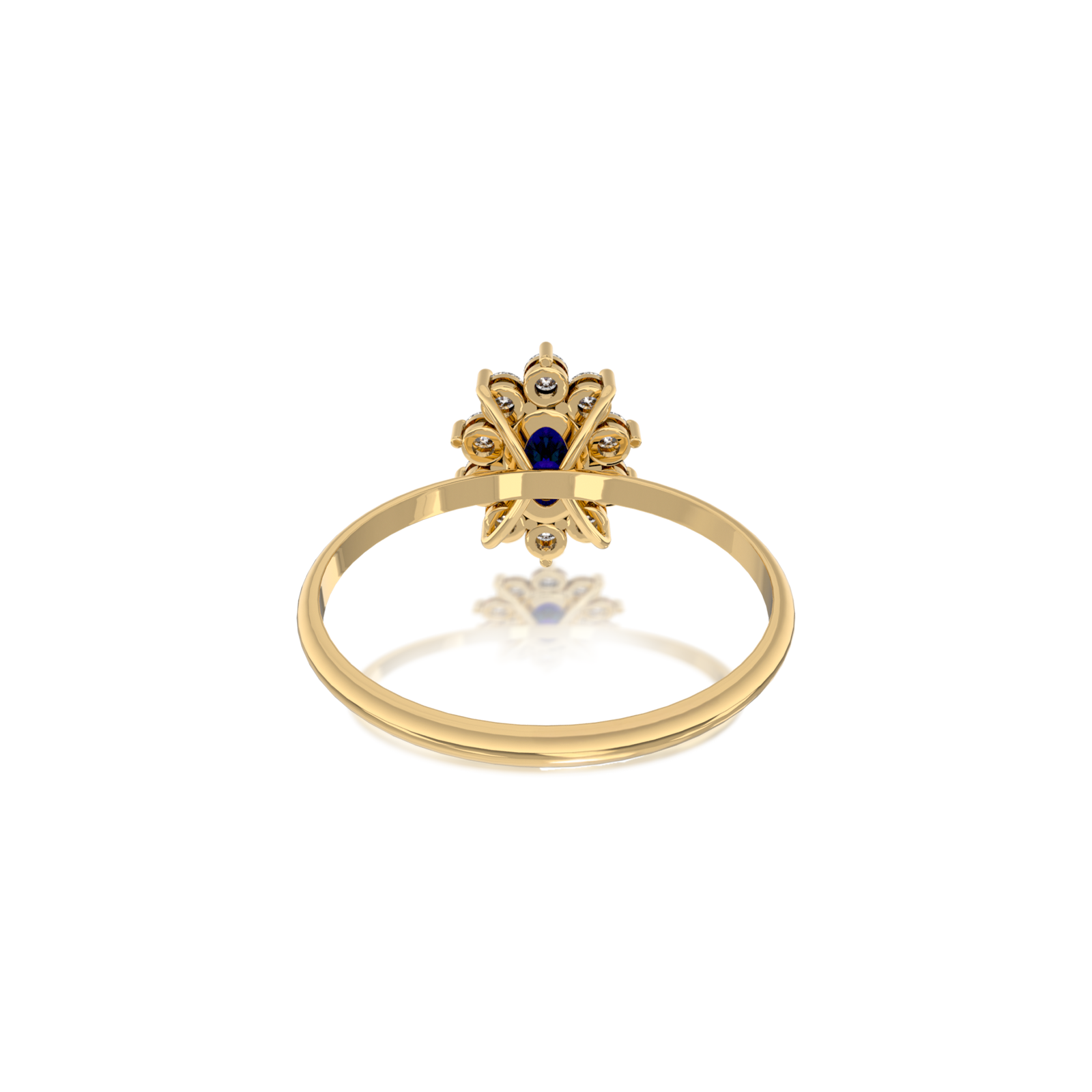 Jing 晶 Oval Blue Sapphire Halo Ring  perfect for the woman who wants elegance with a twist.