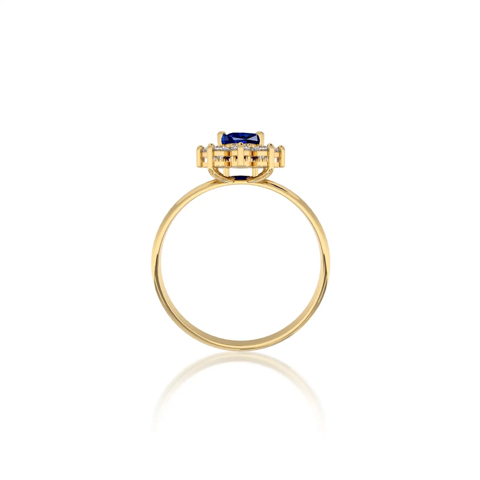 Jing 晶 Oval Blue Sapphire Halo Ring by Fortune Jewelry captures the essence of timeless romance.