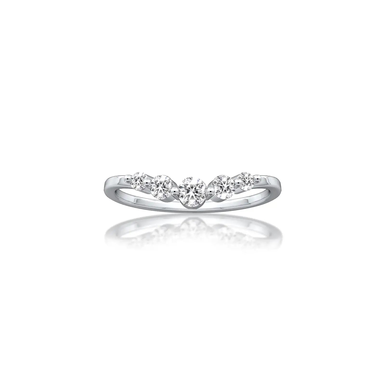 Xing 星 Curved Five-Stone Diamond Band effortlessly chic, ideal for beautiful, in-vogue office style.