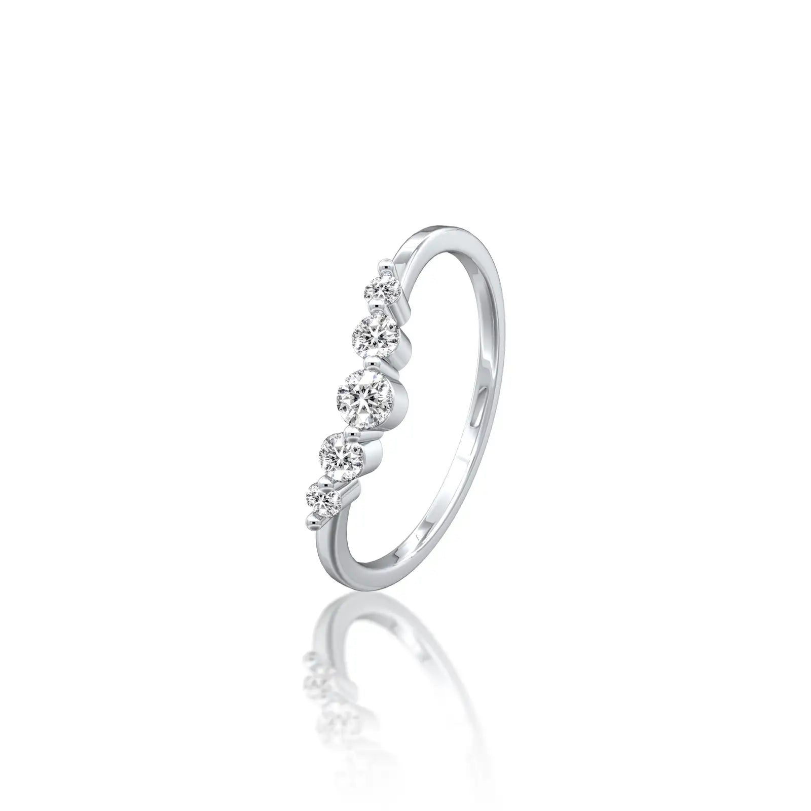 Xing 星 Curved Five-Stone Diamond Band by Fortune Jewelry is a stunning choice for wedding day stacking.