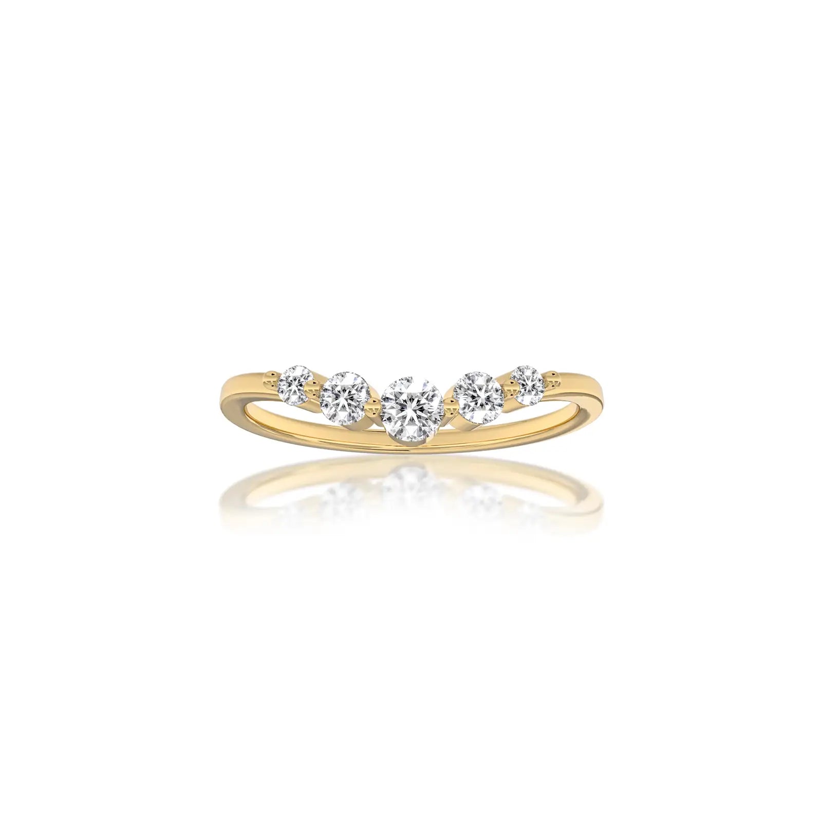 Xing 星 Curved Five-Stone Diamond Band by Fortune Jewelry blends contour and sparkle with modern sophistication.